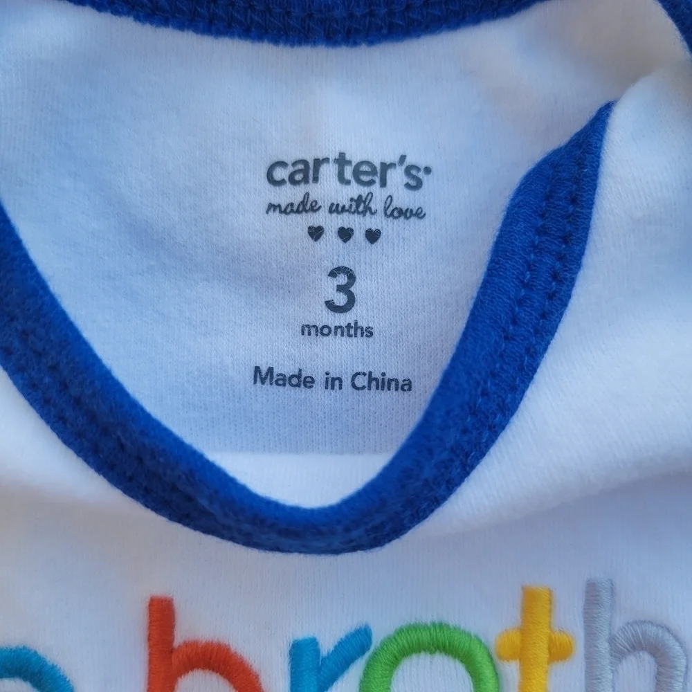 3/$15 NWOT Carter's "Little Brother" Onesie▪︎0-3 - Picture 3 of 5